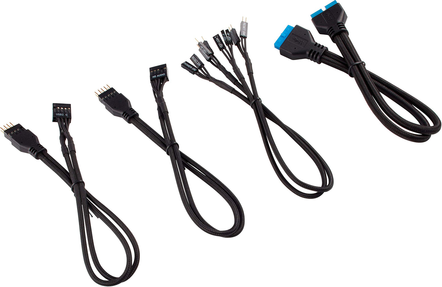 Corsair 30cm Black Premium Braided Sleeved Front Panel Extension Kit
