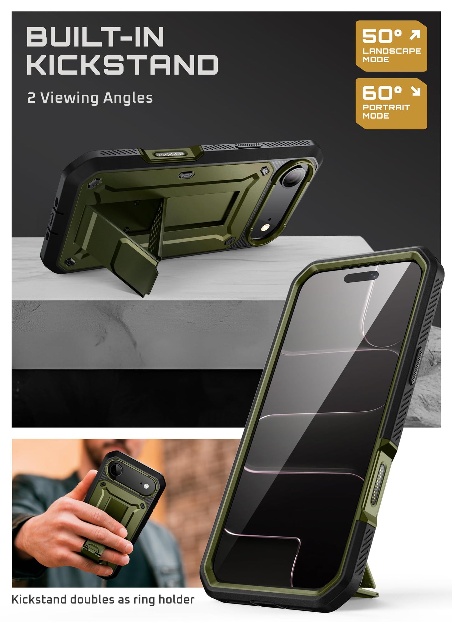 SUPCASE for iPhone Air Case with Camera Control Button (Unicorn Beetle Pro), [Built-in Kickstand & Screen Protector] [Military-Grade Protection] Heavy