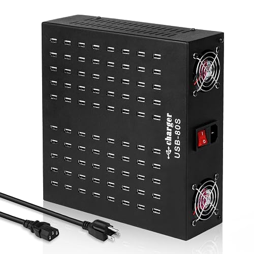 Multiple USB Charging Station, MIXILIN 80 Ports 800W(150A) Fast Charger Station with Power Switch, Desktop Charging Station for Multiple Devices