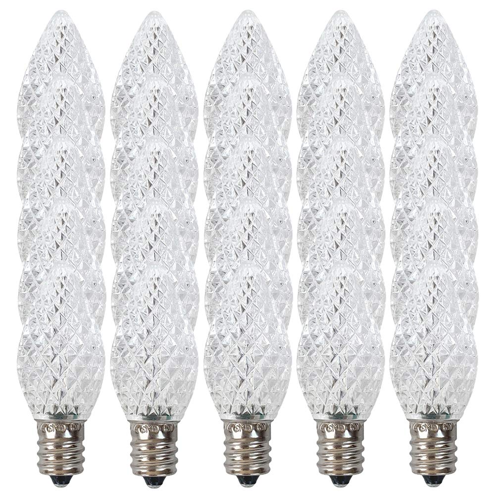 C7 Warm white Faceted LED Bulbs - Box of 25 Warm white C7 Replacement Bulbs