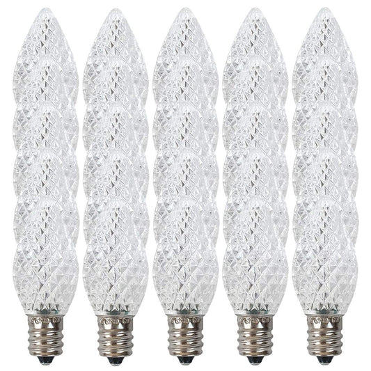 C7 Warm white Faceted LED Bulbs - Box of 25 Warm white C7 Replacement Bulbs