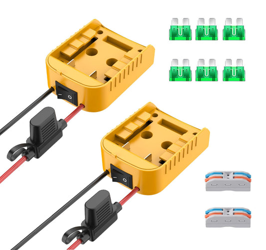 2 Packs Upgraded 20V Battery Adapter Power Tool Battery Adaptor for Dewalt 18V 20V 60V Battery Dock Power Connector 12 Gauge with Switch Fuse & Wire…
