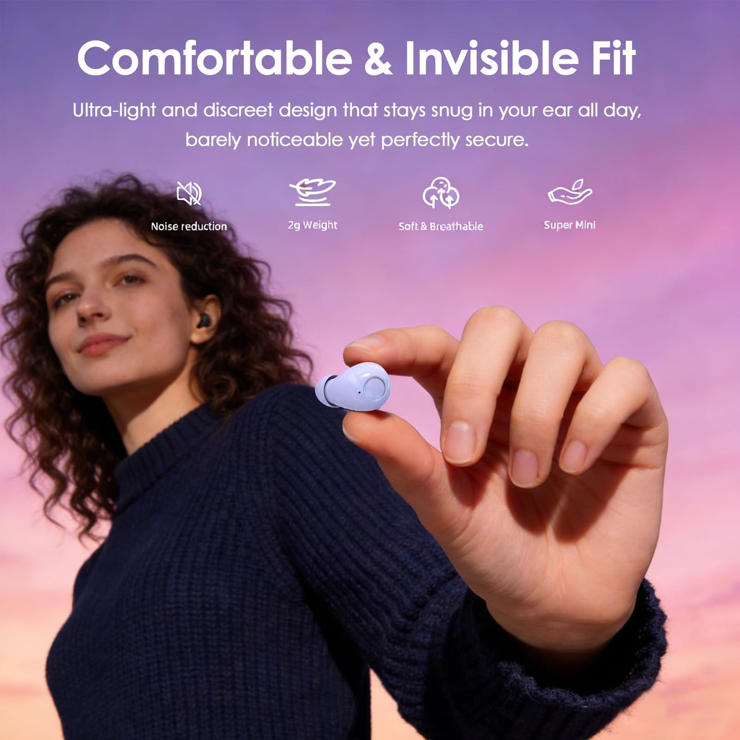AIKESI Mini Wireless Sleep Earphones, Designed for Side Sleepers - Invisible Flat Earbuds, Comfortable for Small Ears, Discreet in-Ear Design