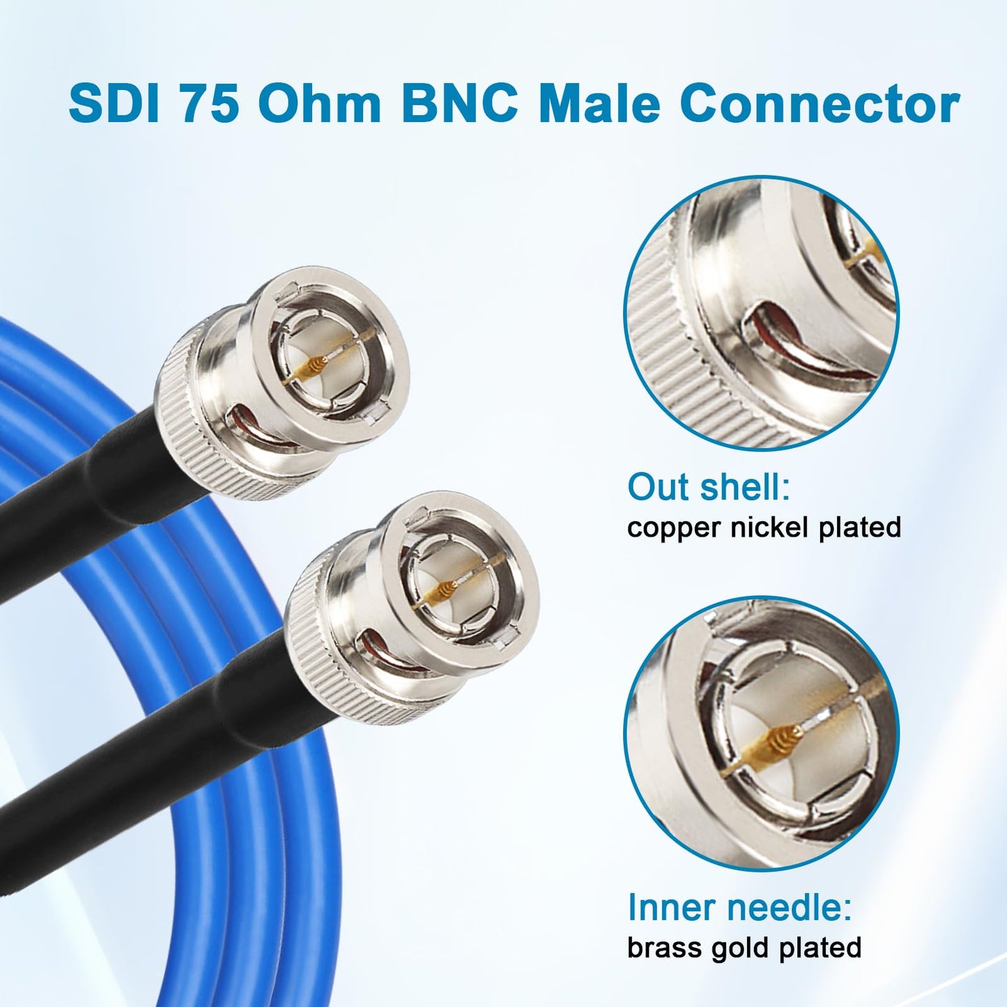 XRDS -RF SDI Cable 100 FT, HD-SDI / 3G-SDI / 6G-SDI BNC to BNC Digital Video Cable, High-Speed Signal Transmission, Low Signal Loss for Broadcast