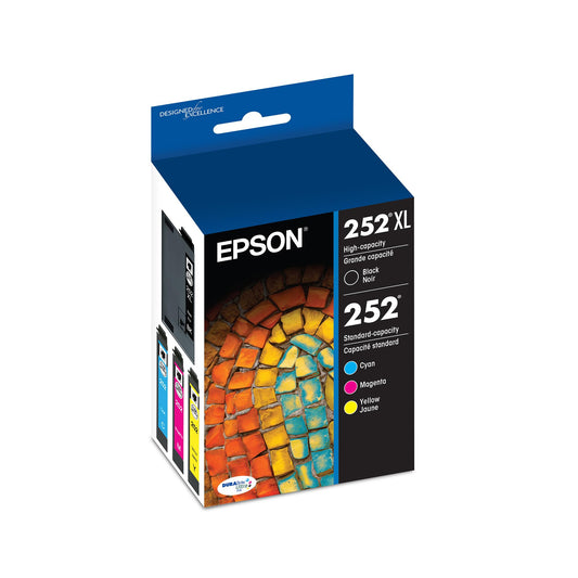 EPSON 252 DURABrite Ultra Ink High Capacity Black & Standard Color Cartridge Combo Pack (T252XL-BCS) Works with WorkForce WF-3620, 3640, 7110, 7610