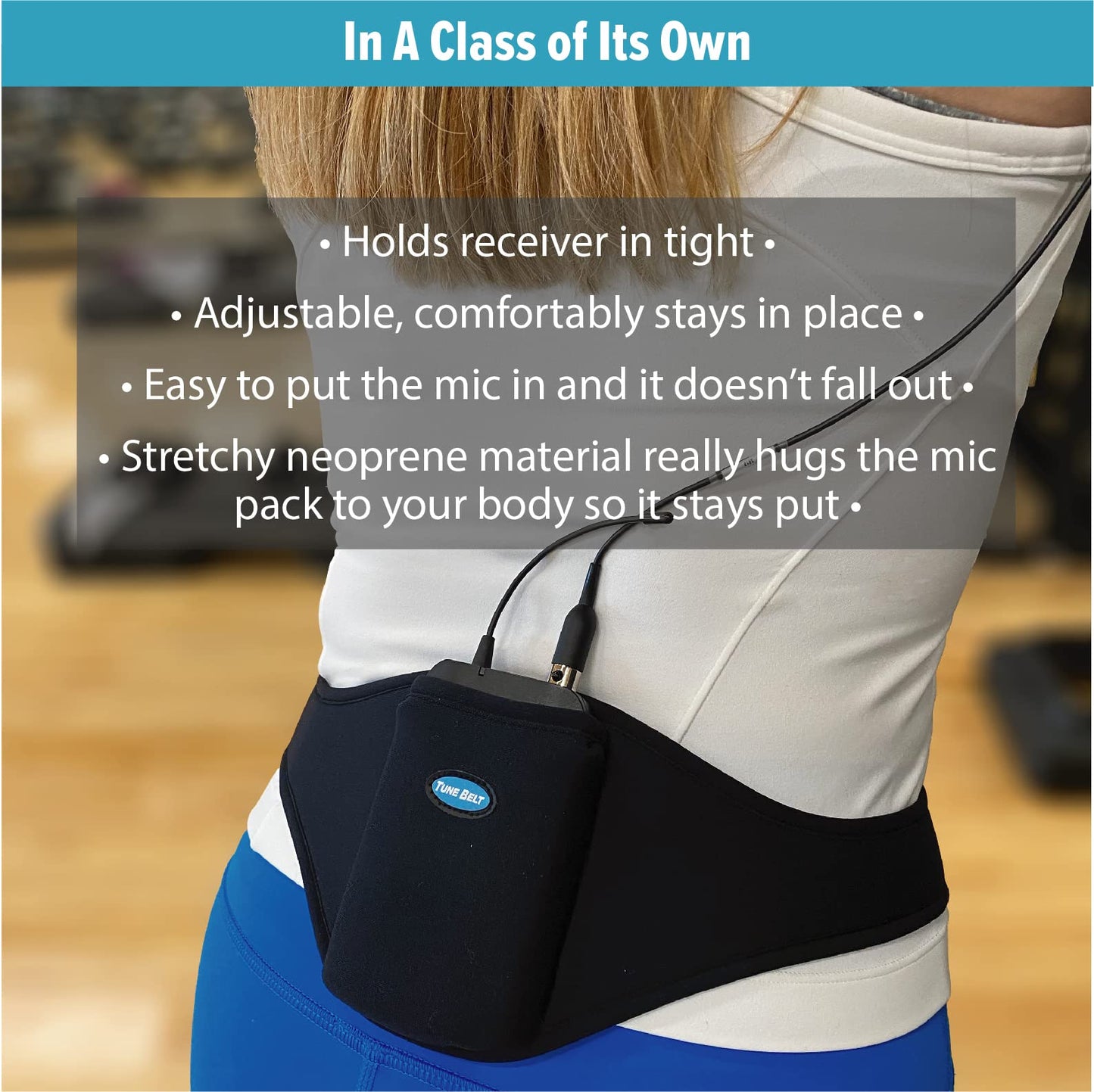 Tune Belt Mic Belt - Microphone Holder Pack - The Original Brand - Carrier Pouch Securely Holds and Protects for Fitness Instructors, Theater