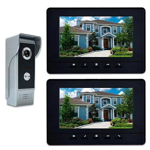 AMOCAM Video Intercom System, 7 Inches Video Doorbell Door Phone System, Wired Video Door Phone HD Camera Kits Dual-Way Intercom for Villa House