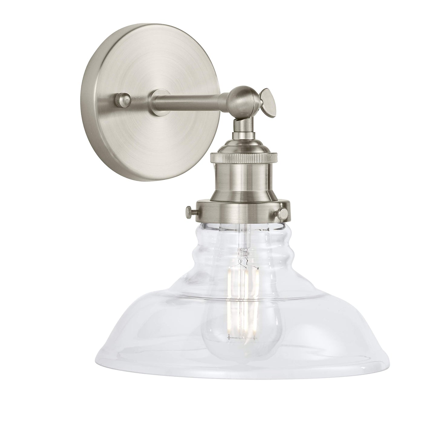 Linea di Liara Lucera Farmhouse Brushed Nickel Wall Sconce Wall Lighting Fixture Vanity Wall Sconce Lights Bathroom Sconces Wall Lights for Hallway