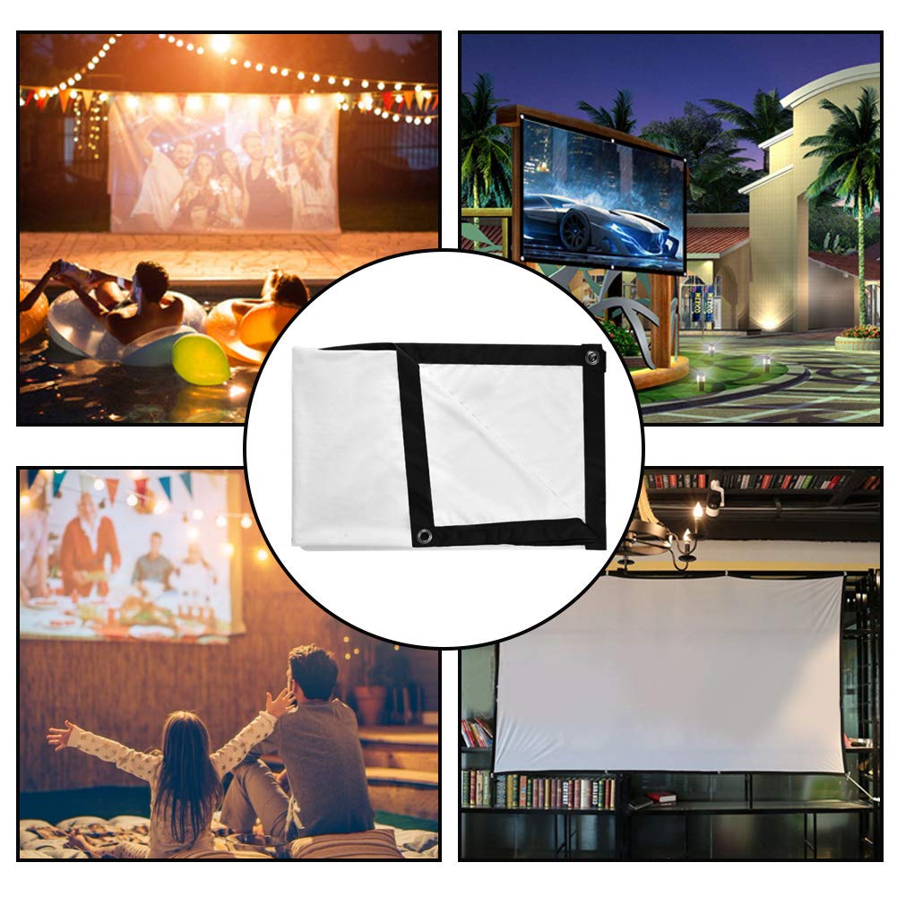 120 Inch Projector Screen, 16:9 Portable Anti Crease Projector Screen Foldable HD Wall Mounted Movie Projection Screen Support Double Sided Projection