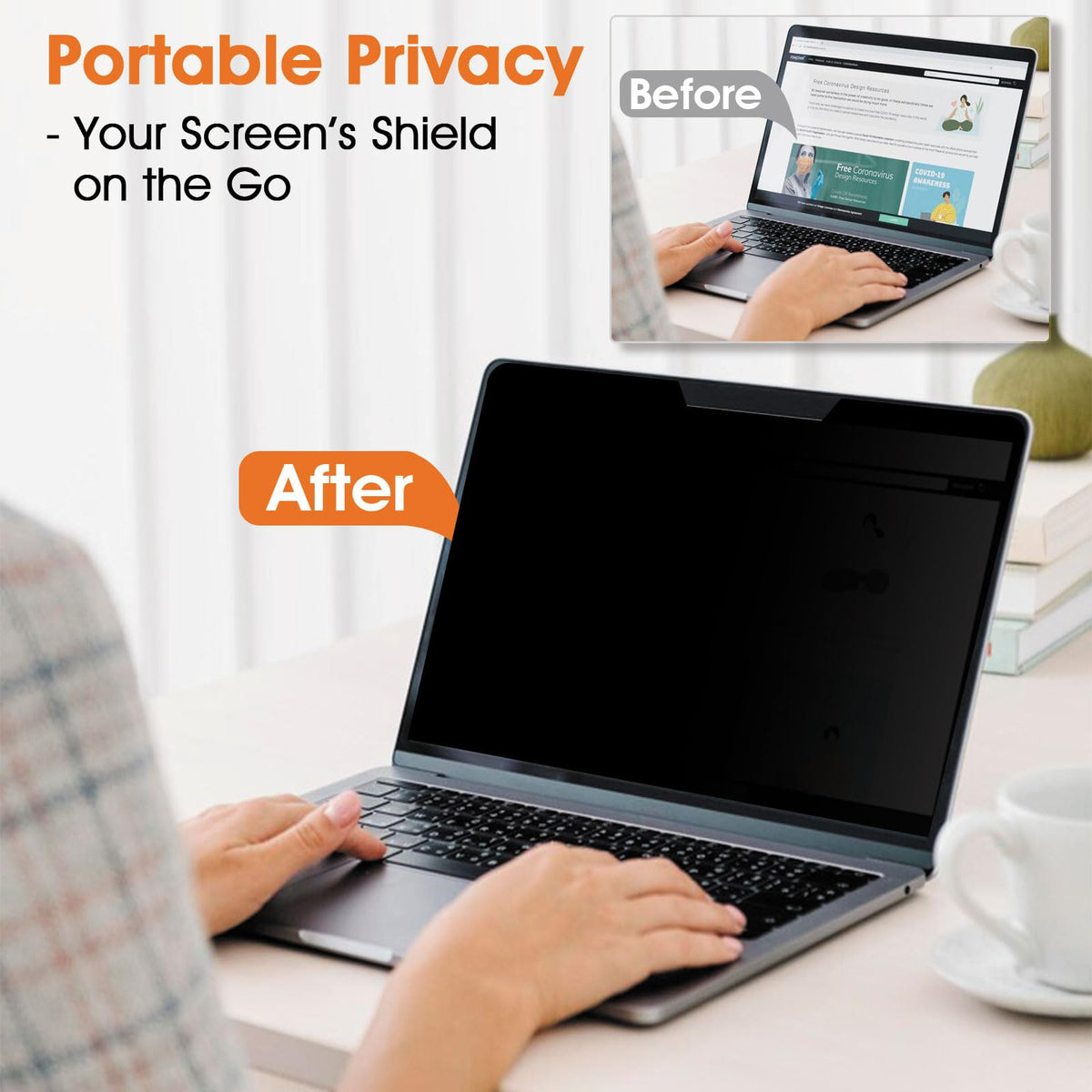BSPROTE Laptop Privacy Screen 16 Inch 16:10 Display, Anti Glare Film Blue Light Filter, Anti Scratch Protector Computer Privacy Screen Shield, Not
