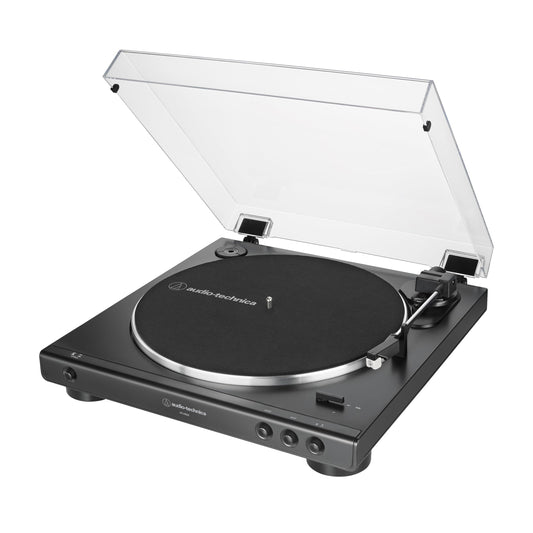 audio-technica at-LP60X-BK Fully Automatic Belt-Drive Stereo Turntable, Black, Hi-Fidelity, Plays 33 -1/3 and 45 RPM Vinyl Records, Dust Cover