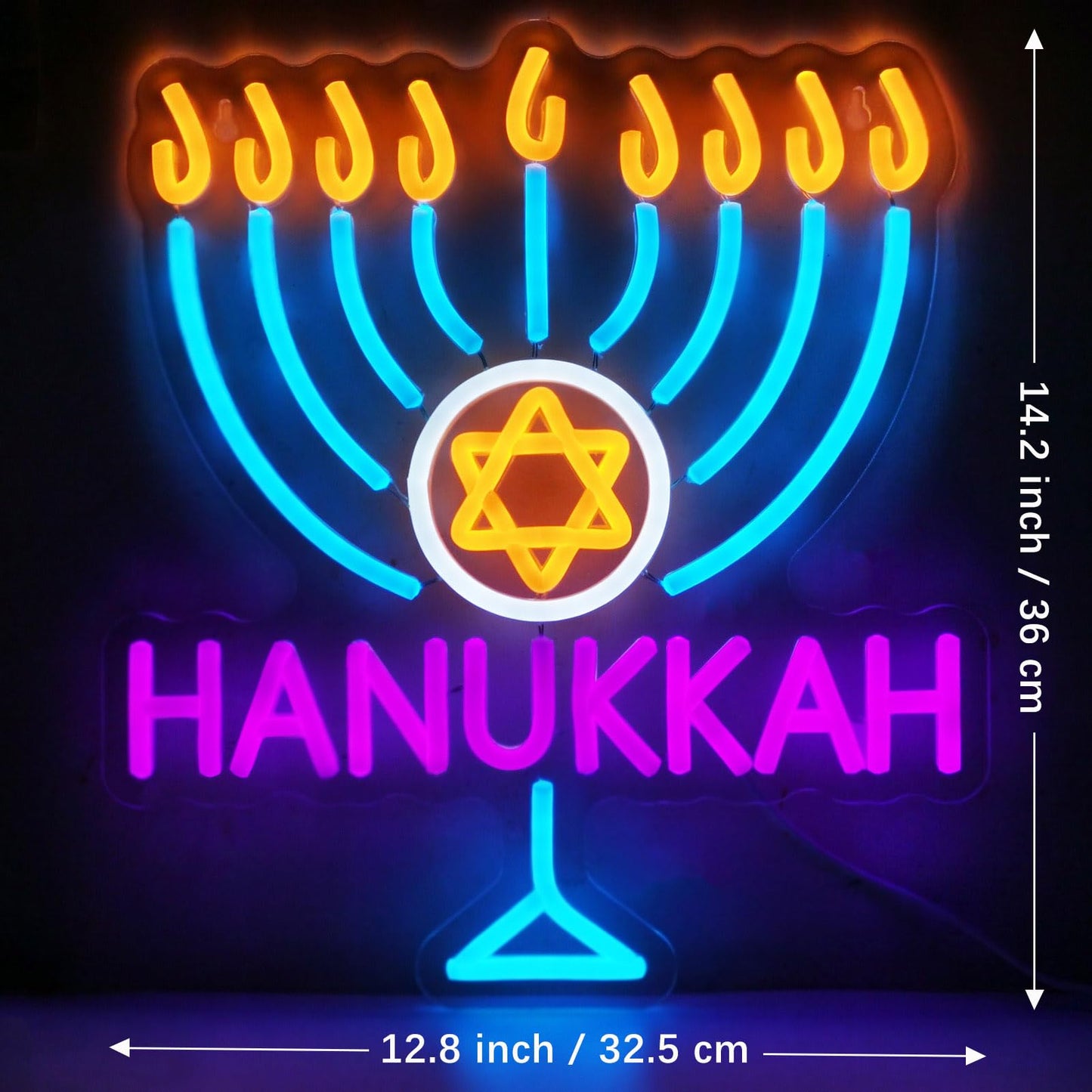 Hanukkah Neon Sign Decorations for Home, Happy Hanukkah Star of David Light jewish Decorations Decor for Home
