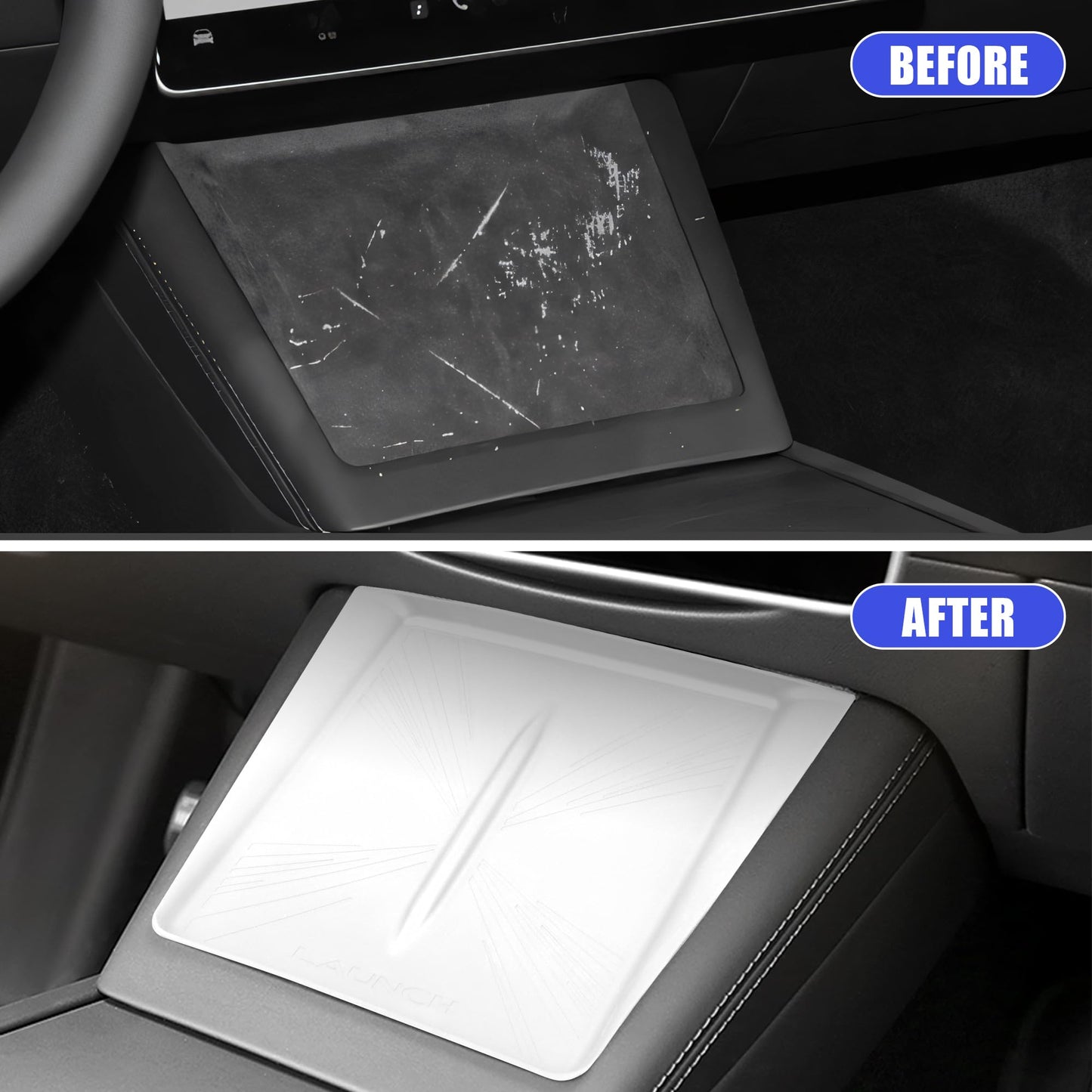 frani Center Console Silicone Mat Designed for Tesla Model Y Juniper Refresh,Non-Slip Design Tesla Model Y Accessories 2025 2026 White