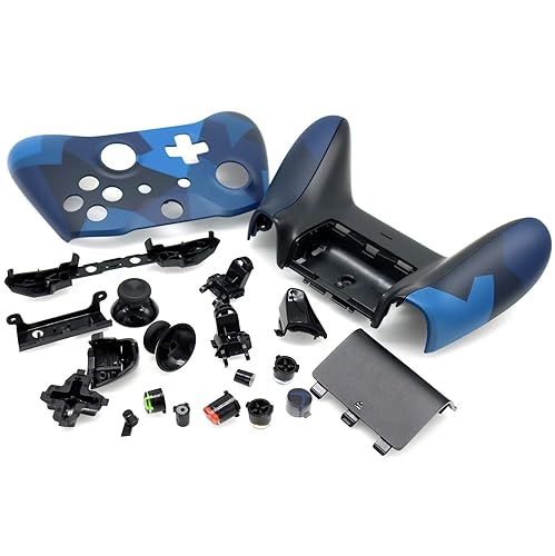 Deal4GO Full Housing Shell Custom Set Replacement with Buttons Bumpers DIY kit Replacement for XB0X One Wireless Controller Model 1708 (Blue)