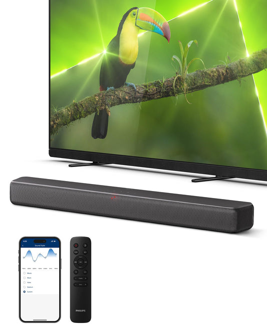 Philips B5109 2.0 Channel Bluetooth Soundbar - HDMI ARC, Dolby Digital Plus, DTS Virtual:X, Roku TV Ready, 120W Max Power, Dark Grey