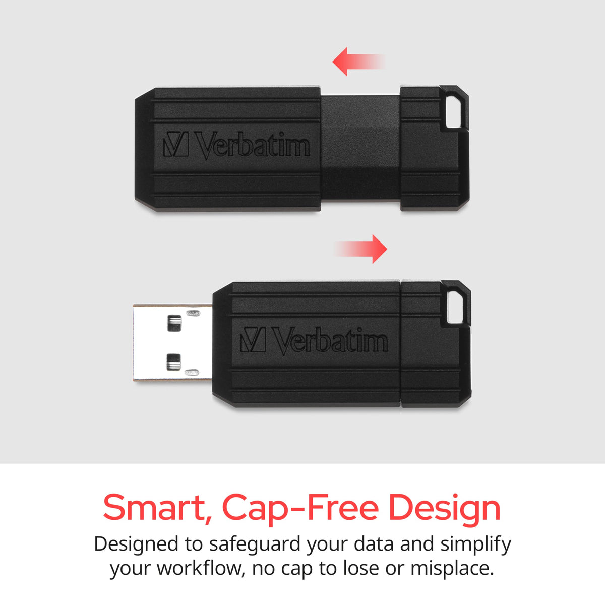Verbatim 64GB Pinstripe Retractable USB 2.0 Flash Thumb Drive - Business 10pk - Black