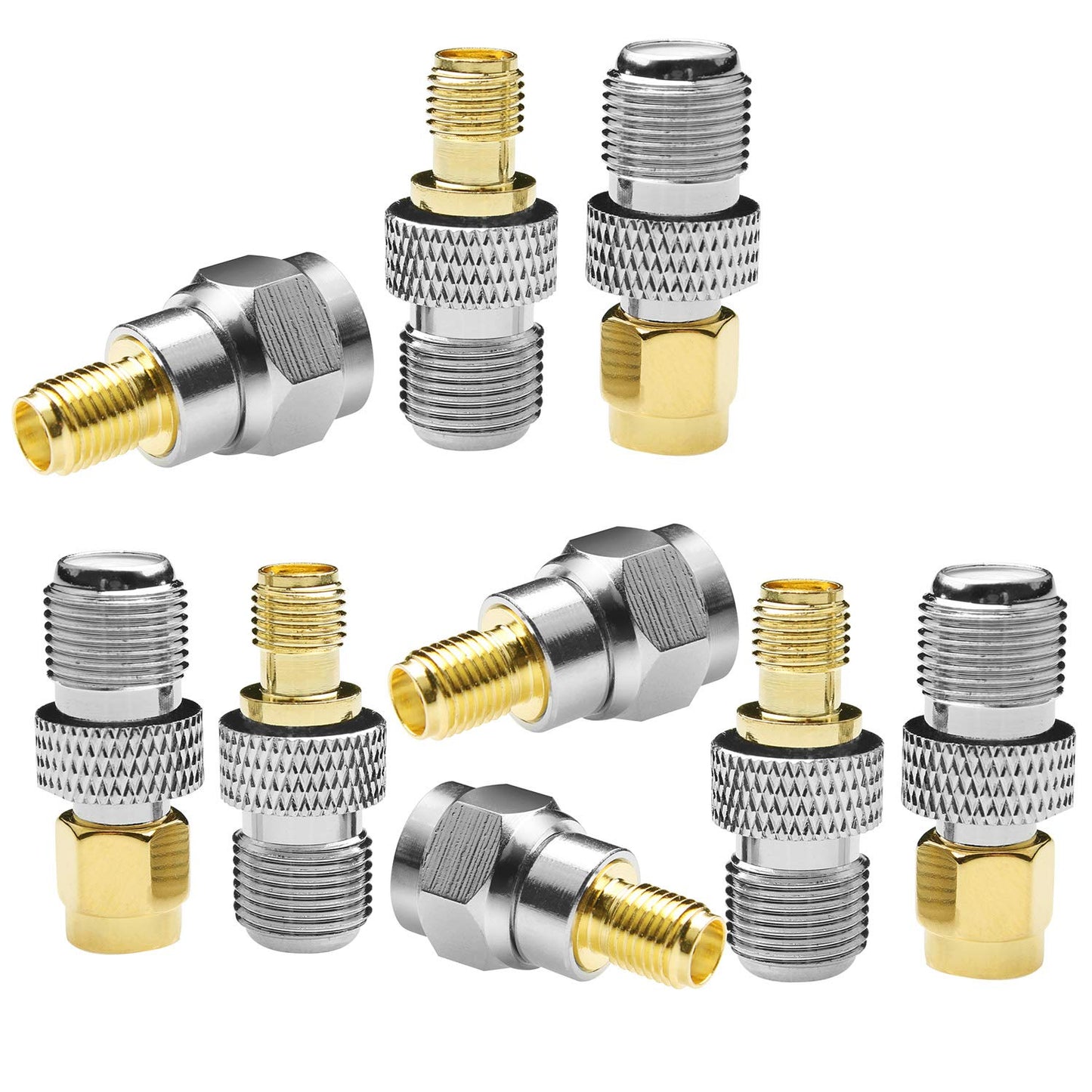 TJMD F-Type to SMA Male Female 3 Sets 9 Pcs RF Coaxial Coax Adapter Connector SMA to F-Type SMA Male to F Female F Female to SMA Female