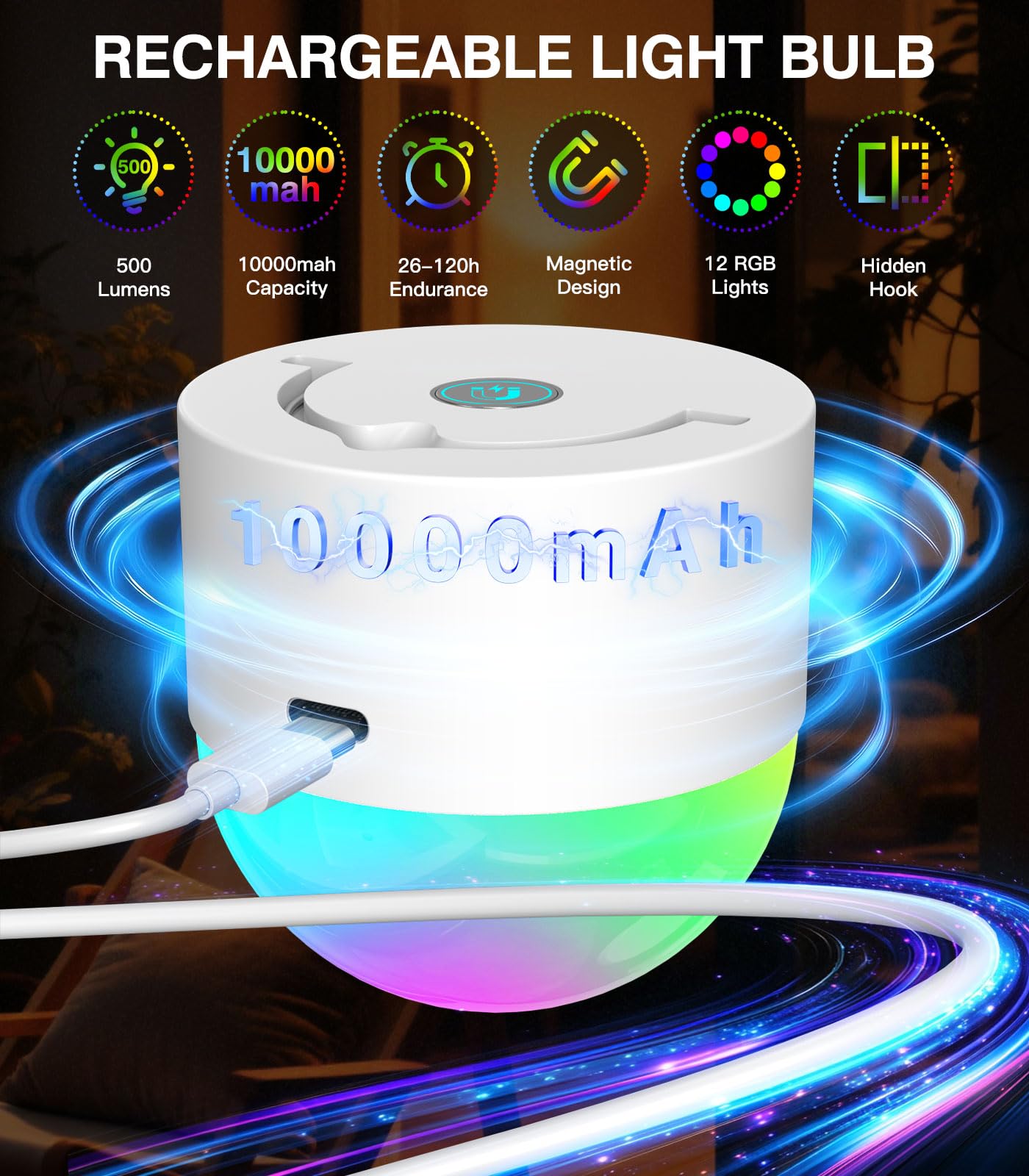 Wireless Wall Sconces Set Of Two,Rechargeable10000mah & 500 Lumens Battery Operated Wall Sconce,22in Gold Wall Lights With RGB Magnetic Bulb