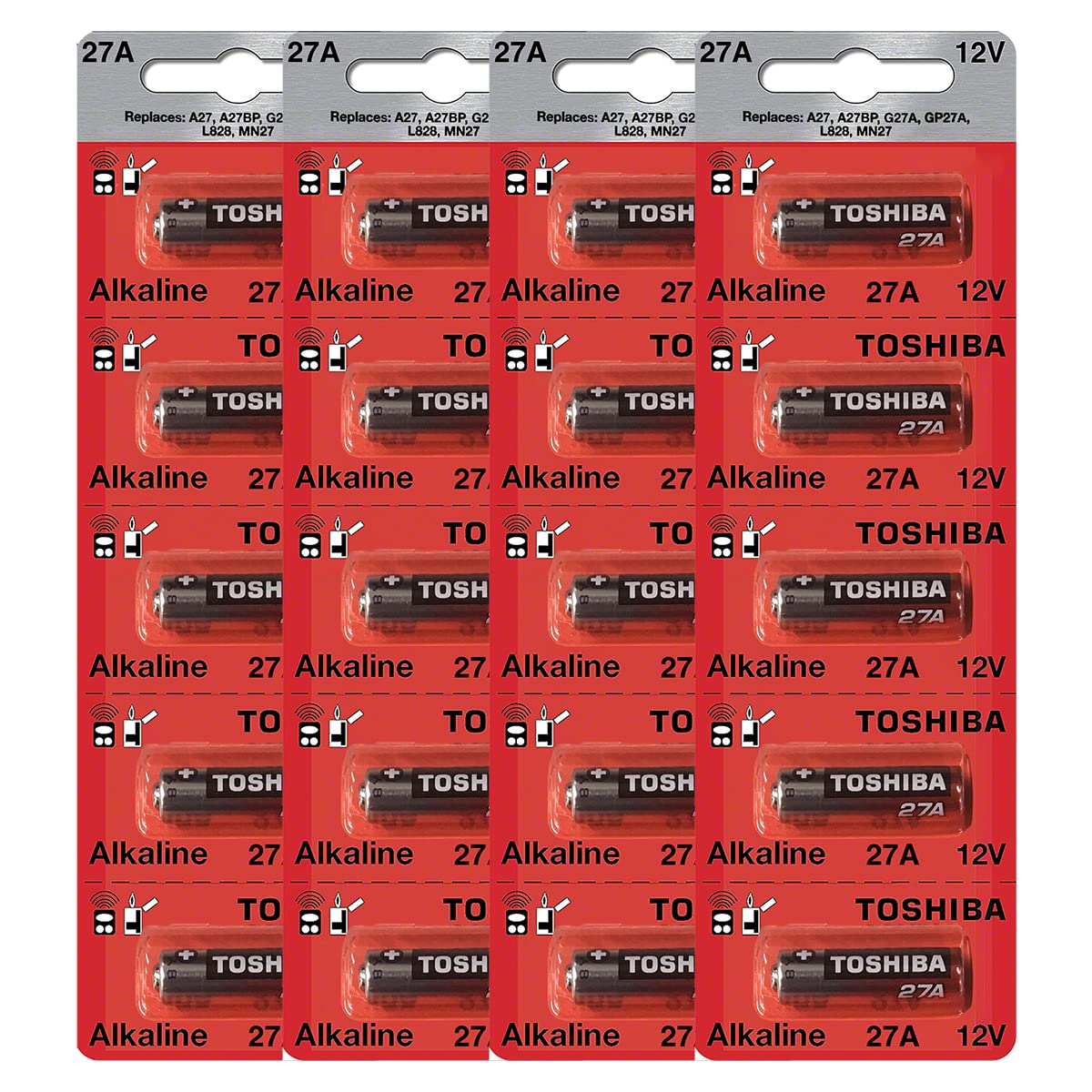 TOSHIBA Alkaline 27A GP27A MN27 A27BP 12 Volt Battery (20 Batteries)