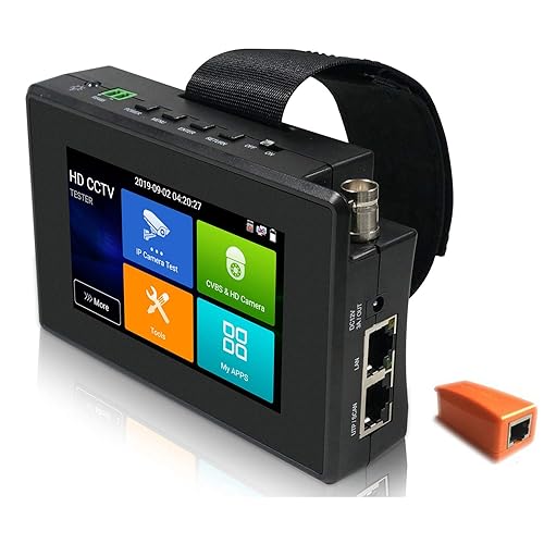 EVERSECU 5 in 1 CCTV Tester Support Up to 4K IP Camera & 720P/1080P/3mp/4mp/5 Megapixel AHD, TVI, CVI & CVBS Analog Camera, 4" Touch Screen Security