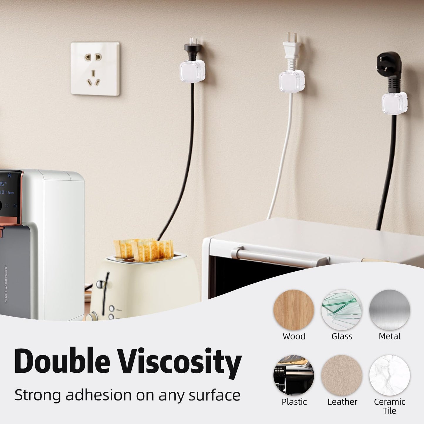 MAWFOZIN Magnetic Cable Clips Cord Organizer Holder, 6 Pack Adhesive Wire Holder Keeper Organizer USB Charging Cable Storage Holder for Home Office