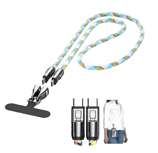 USB C Cable Fast Charging and Phone Lanyard,480Mbps Speed,(4Ft 5A) Braided Cell Phone Lanyard Compatible with Apple iPhone 15,16 iPad,Samsung