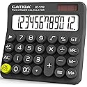 CATIGA Mechanical Switch Calculator with Solar and Battery Dual Power, 12-Digit Large LCD Display, Aesthetic and Cute Desktop Calculator with Big