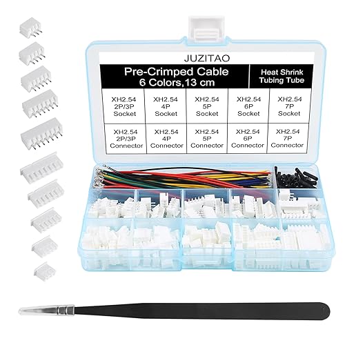 JUZITAO JST-XH 2.54mm Connector Socket Kit with Pre-Crimped 2.54mm Male and Female Cable Wire 2/3/4/5/6/7 Pin Housing JST Connector Adapter Plug