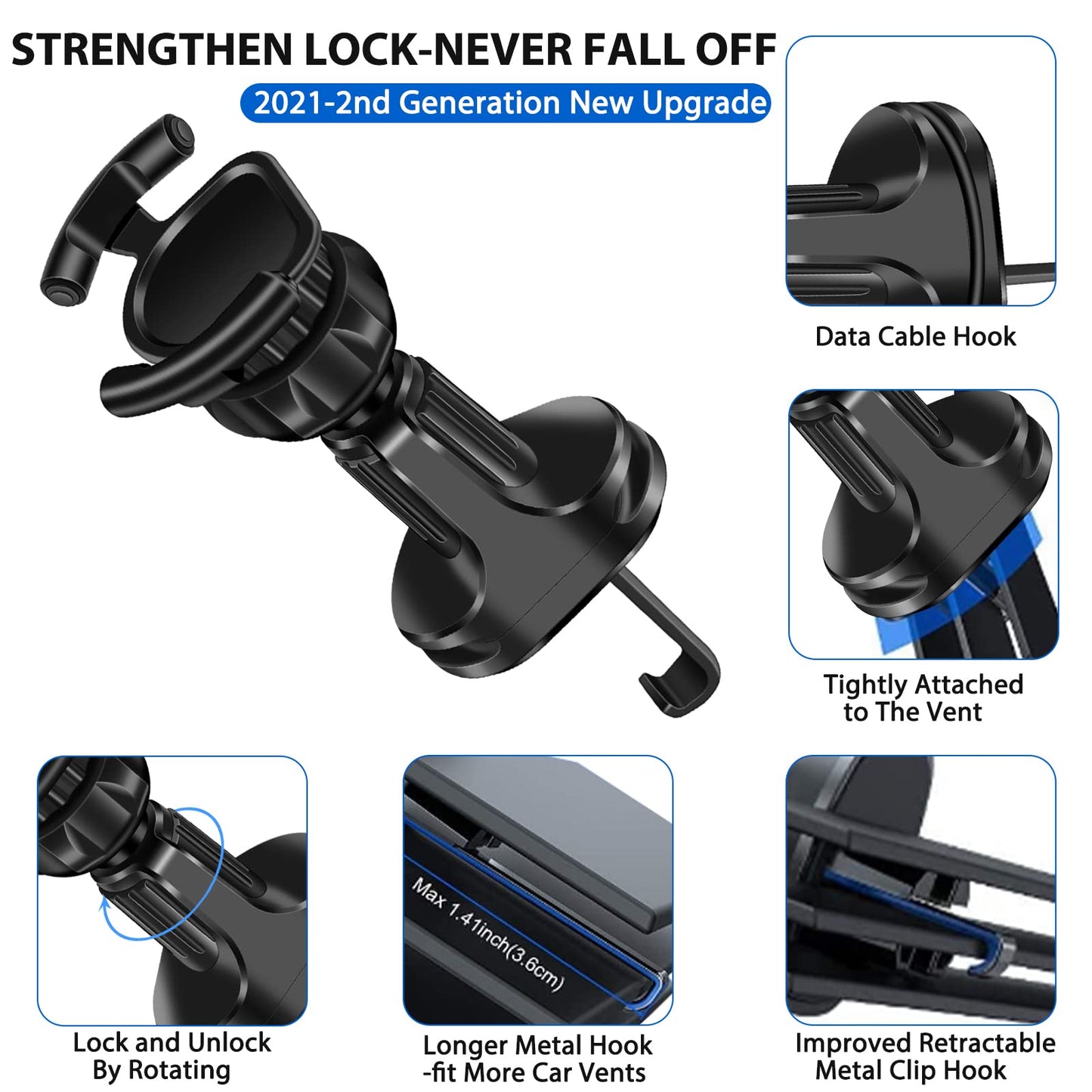 ZANEDY Car Universal Phone Mount for Collapsible Grip/Socket Mount Phone Holder Pop Air Vent Out Stand Car Mount 360 Degrees Dashboard Desk Wall