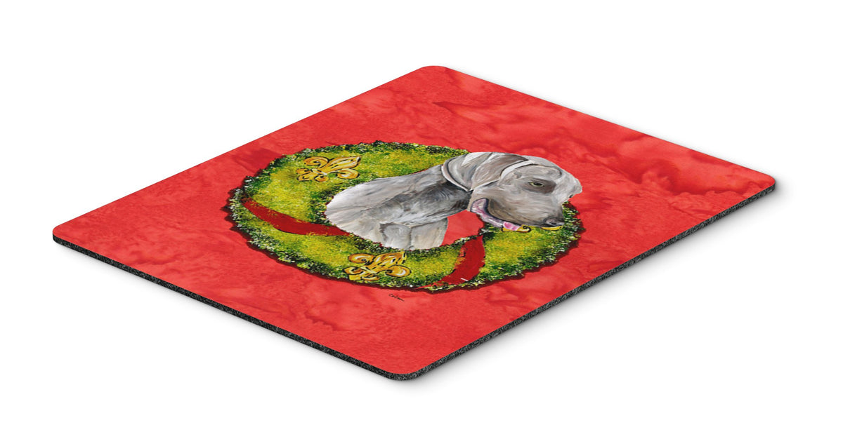 Caroline's Treasures SC9086MP Weimaraner Christmas Wreath Mouse Pad, Hot Pad or Trivet for Home Office Gaming Working Computers Laptop Mouse