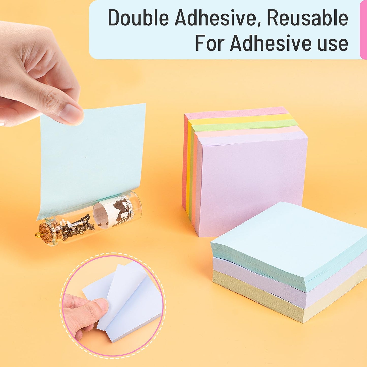 Sticky Notes 3x3 Inches, 8 Pads, 800 Sheets, 8 Color Sticky Note Pads, Premium Sticky Pads, Sticky Notes Bulk, Self-Stick Note Pads, 100 Sheets/pad