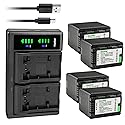 Kastar 4-Pack VW-VBK360 Battery and LTD2 USB Charger Replacement for Panasonic SDR-T70, SDR-T70K, SDR-T70P, SDR-T71, SDR-T71K, SDR-T76, SDR-T76K