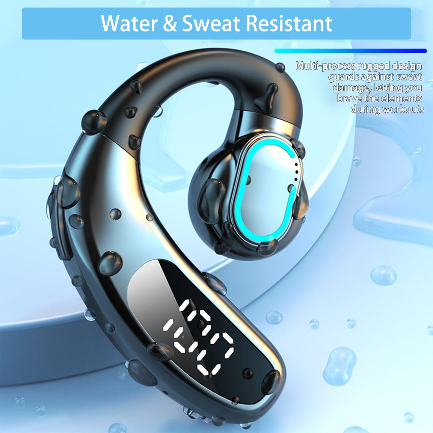 DHBY Single Ear Bluetooth Headset, Bluetooth 5.5, DIT Audio, Noise Cancellation, LED Power Display, 360° Sound, Lightweight, F80 Blue.