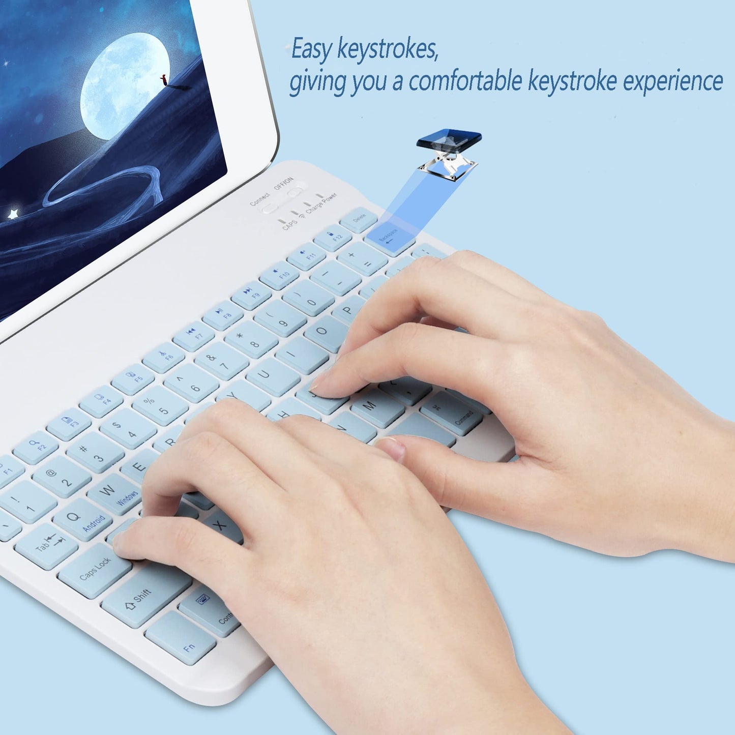 DIGIBLUSKY Wireless Keyboard|Mouse, Bluetooth Wireless Rechargeable Keyboard with Charging Cable, Ultra Thin Keyboard for iPad Smartphone Computer