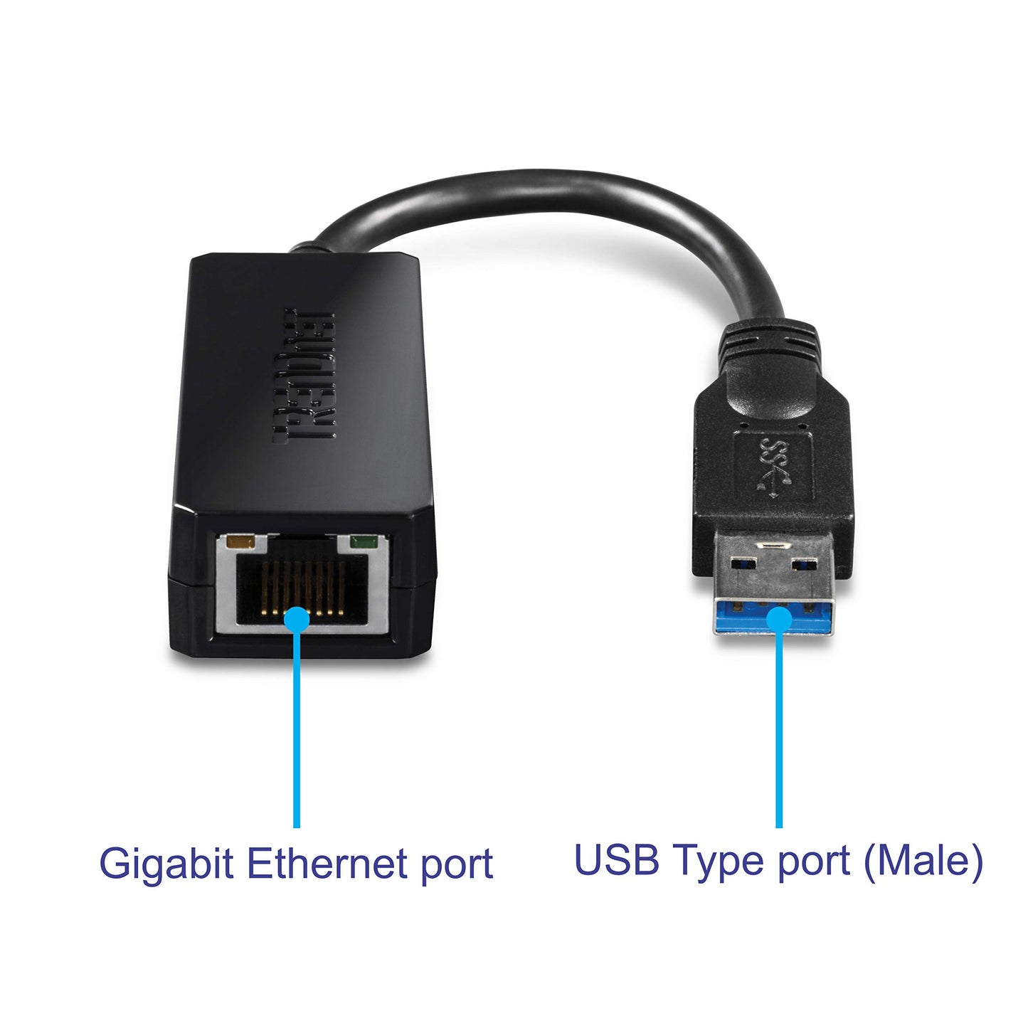 TRENDnet USB 3.0 to Gigabit Ethernet Adapter, Full Duplex 2Gbps Ethernet Speeds, Up to 1Gbps, USB to Gigabit Ethernet Adapter, USB-A, Windows