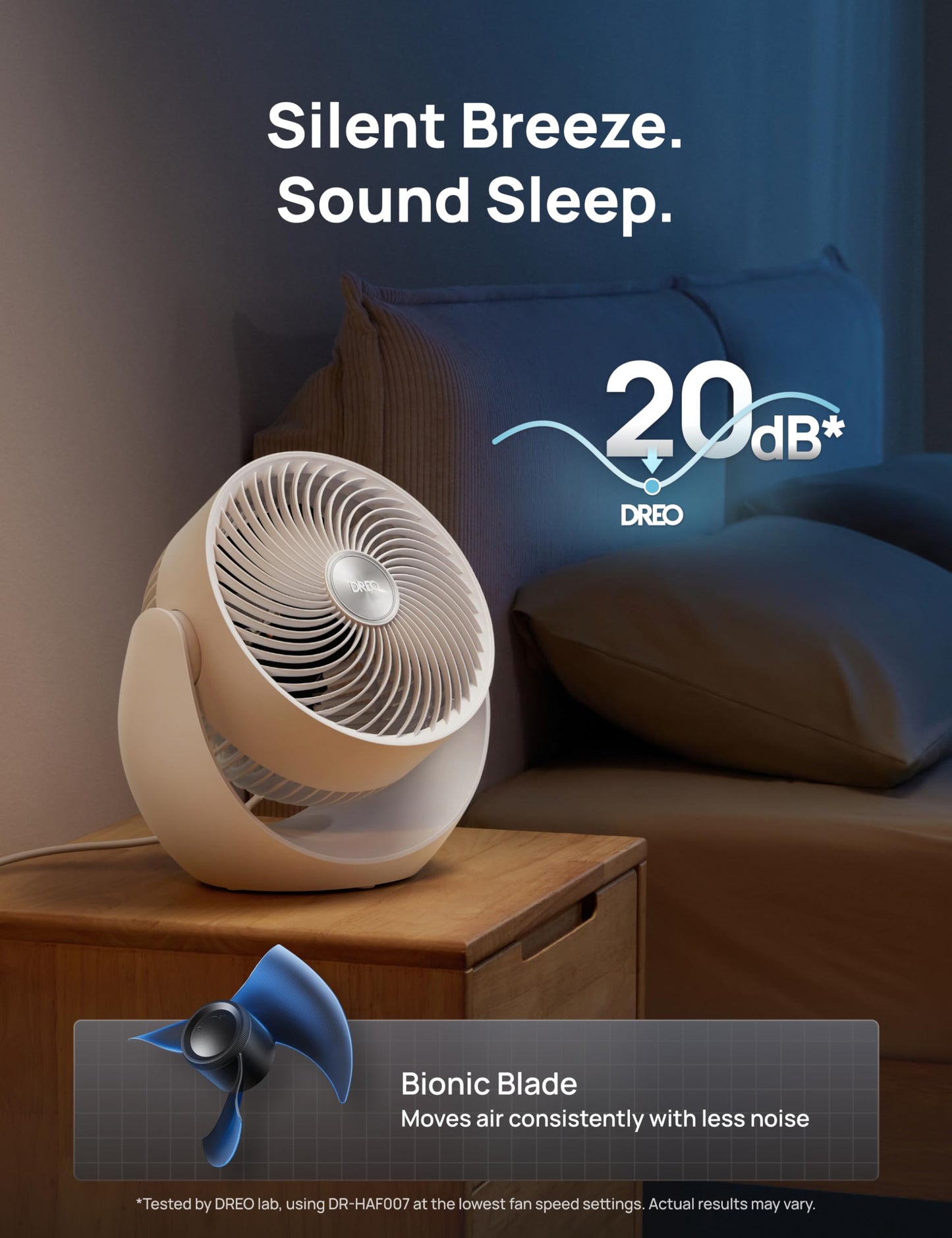 DREO Fan for Bedroom, Table Air Circulator for Whole Room, 11 Inch, 60ft Strong Airflow, 120° adjustable tilt, 20db Low Noise, Quiet, 3 Speeds, Desk