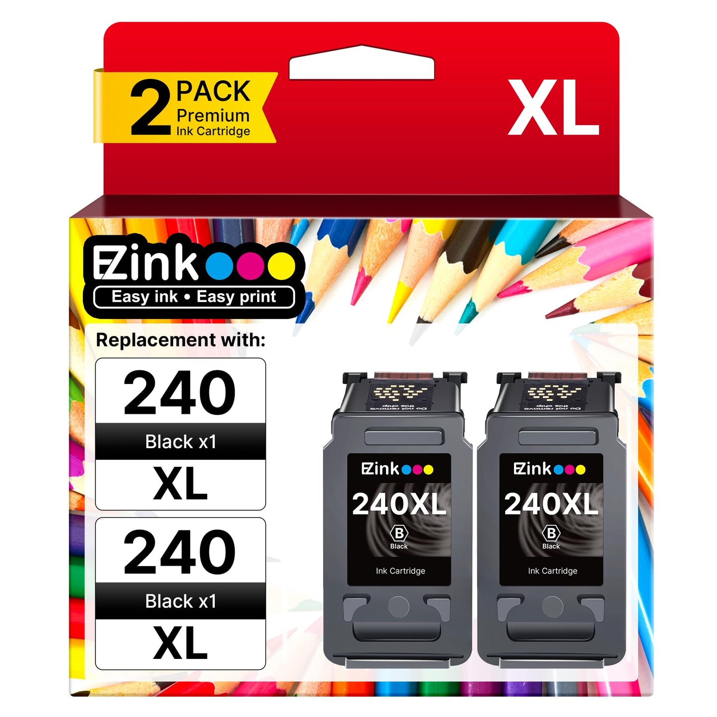 240XL Ink Cartridge Replacement for Canon 240XL PG-240XL PG240, 2 Black