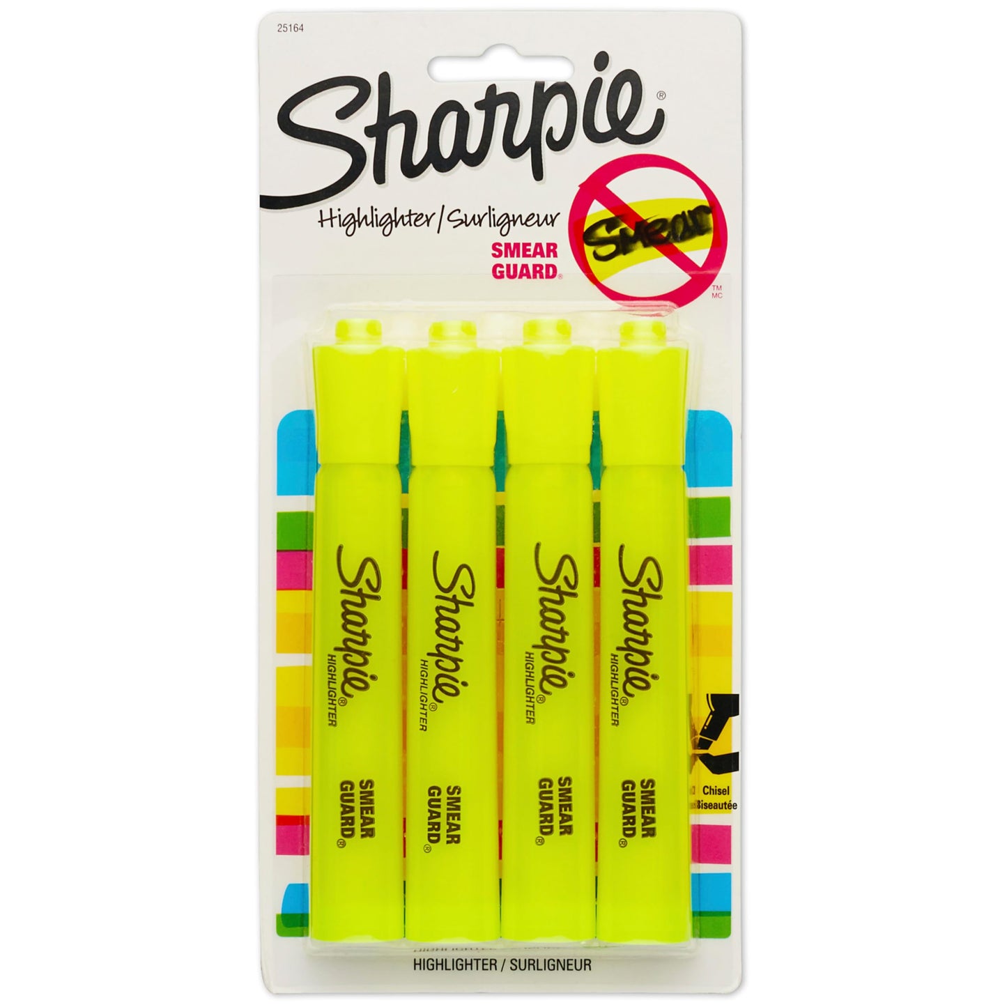 Sharpie Tank Yellow Highlighters Marker Set, Study Essentials, Chisel Tip, Ideal for Back to School and Teacher Supplies, Smear-Resistant, 4-Pack