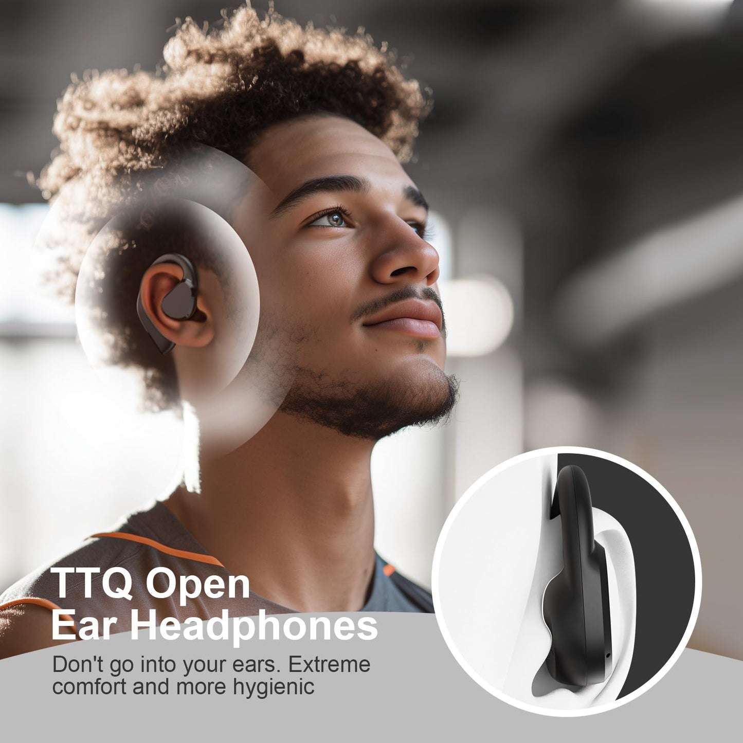 TTQ Open Ear Headphones, Bluetooth 5.3 Open Ear True Wireless Earbuds, Sports Earbuds with Earhooks, 60H Playtime, Wireless Charging Case & LED…