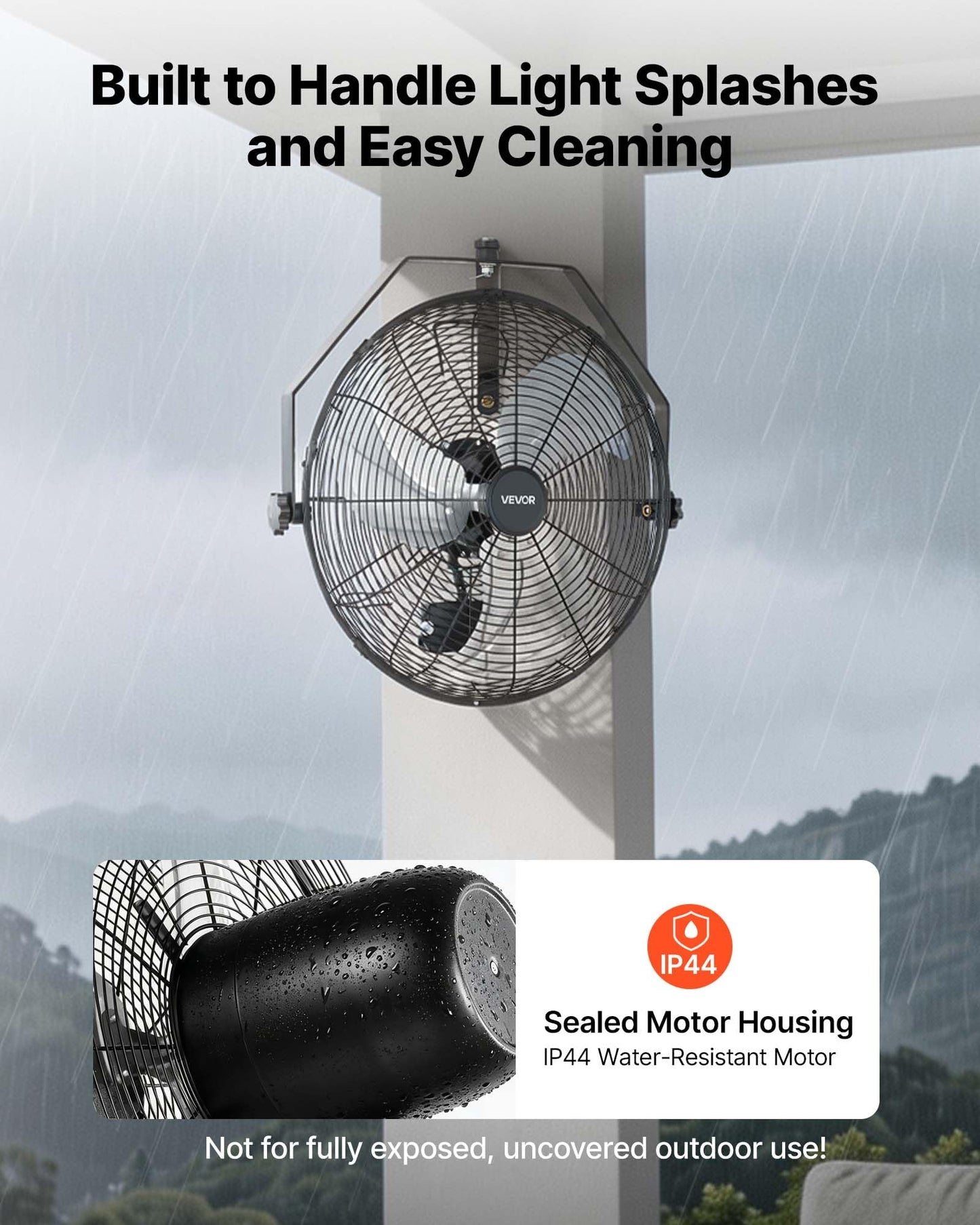 VEVOR 18 Inch Wall Mount Fan, Waterproof, 3-Speed, IP44 Rated, 2 Pack