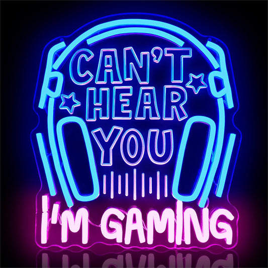 Cheunyar Gaming Headset Neon Sign, Acrylic Video Game Headphones Led Light Sign, Dimmable, Wall Mount, Decorative use, 0.66 pounds, Battery Powered