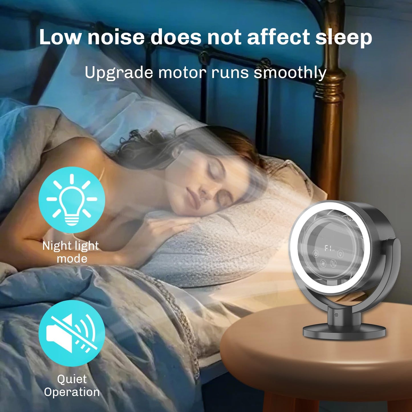 Desk Fans for Bedroom with 4000mAh Rechargeable Battery ,LED Display quiet desktop Fan with Timer, Ultra-Quiet Operation, Night Light Automatic