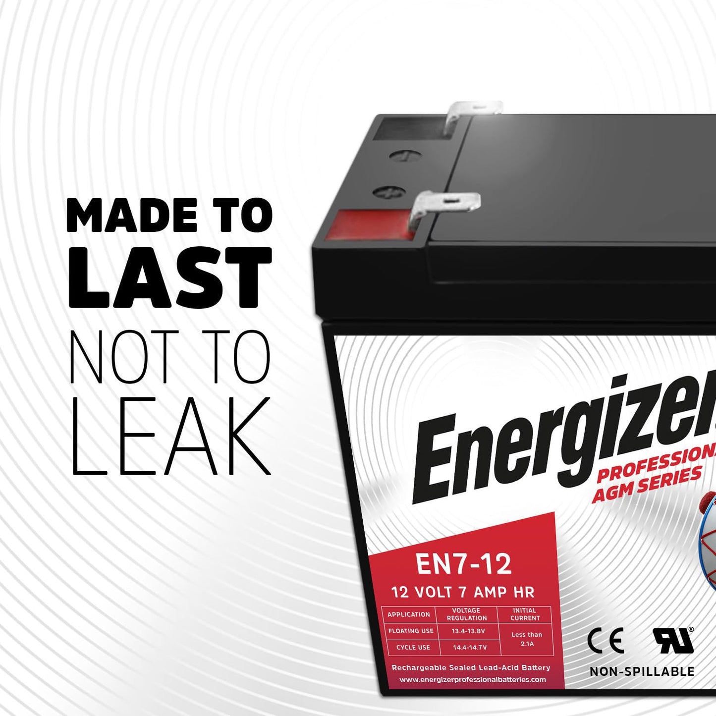 Energizer EN7-12, 12 Volt 7 Amp Hr, Long Lasting Sealed Lead Acid AGM Rechargeable Battery Ideal for Use in Home Alarm Systems, Backup Power…