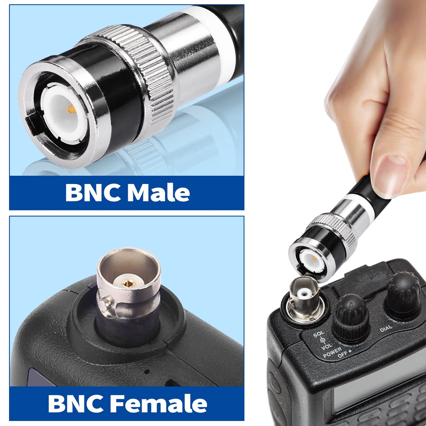 Bingfu 27MHz CB Radio Antenna BNC Male Connector Soft Whip Compatible with Cobra Midland Uniden Maxon Shack Portable Handheld Mobile Radio Police