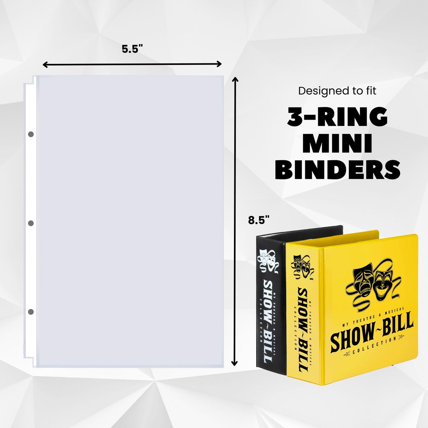 Officewerks Heavyweight Clear Mini Sheet Protectors Holds 5.5 x 8.5 Inch Sheets, Fits a 3-Ring Binder, Crystal Clear and Acid-Free with Reinforced