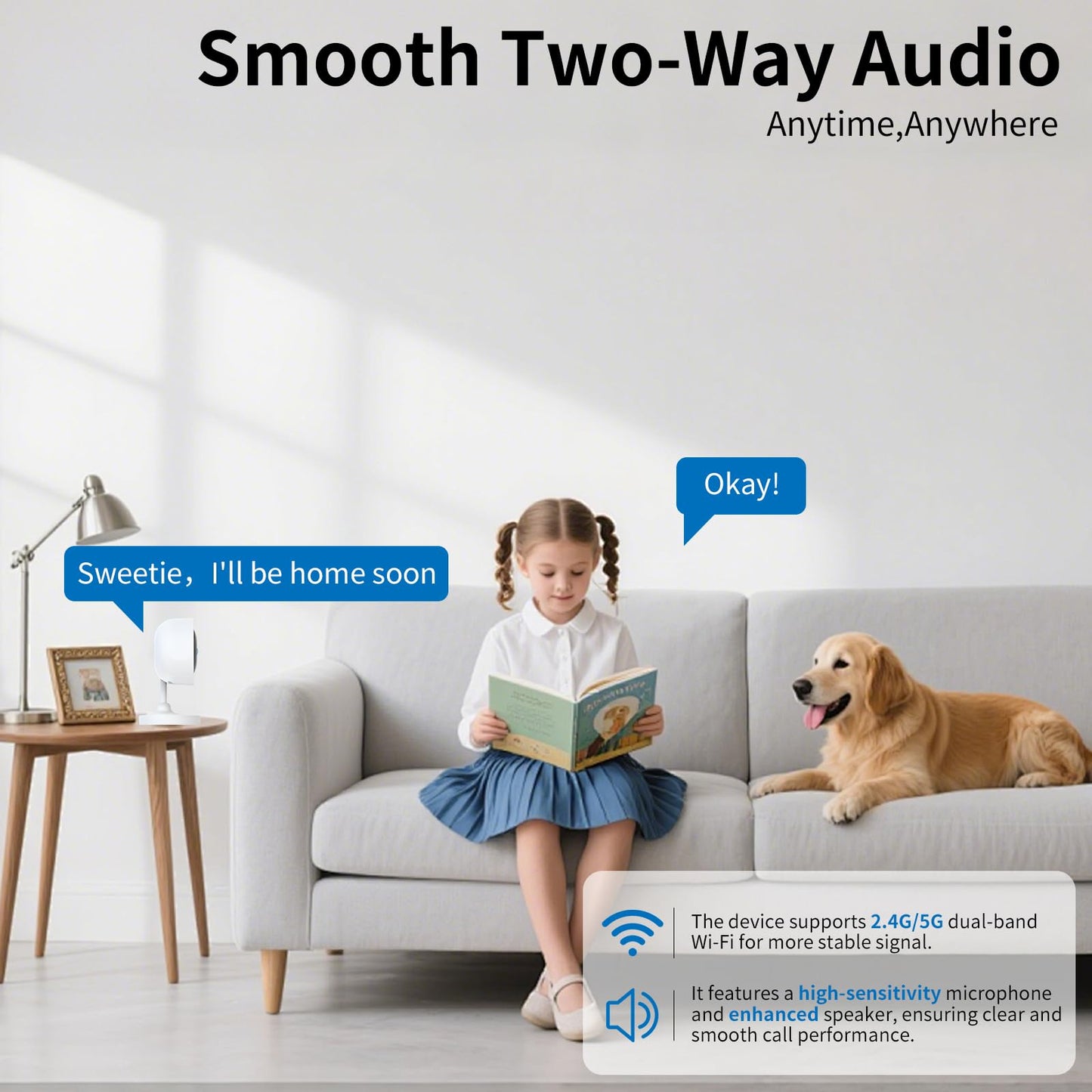 LUMAISLE 2K 3MP Indoor Security Camera for Baby Monitor, Dog Camera AI Motion Detection, 2-Way Audio Siren, Night Vision, Cloud & SD Card