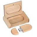 Novelty Wooden USB 2.0 Flash Drive 64GB Data Storage Memory Stick USB Stick Ellipse Pendrive with Wooden Box