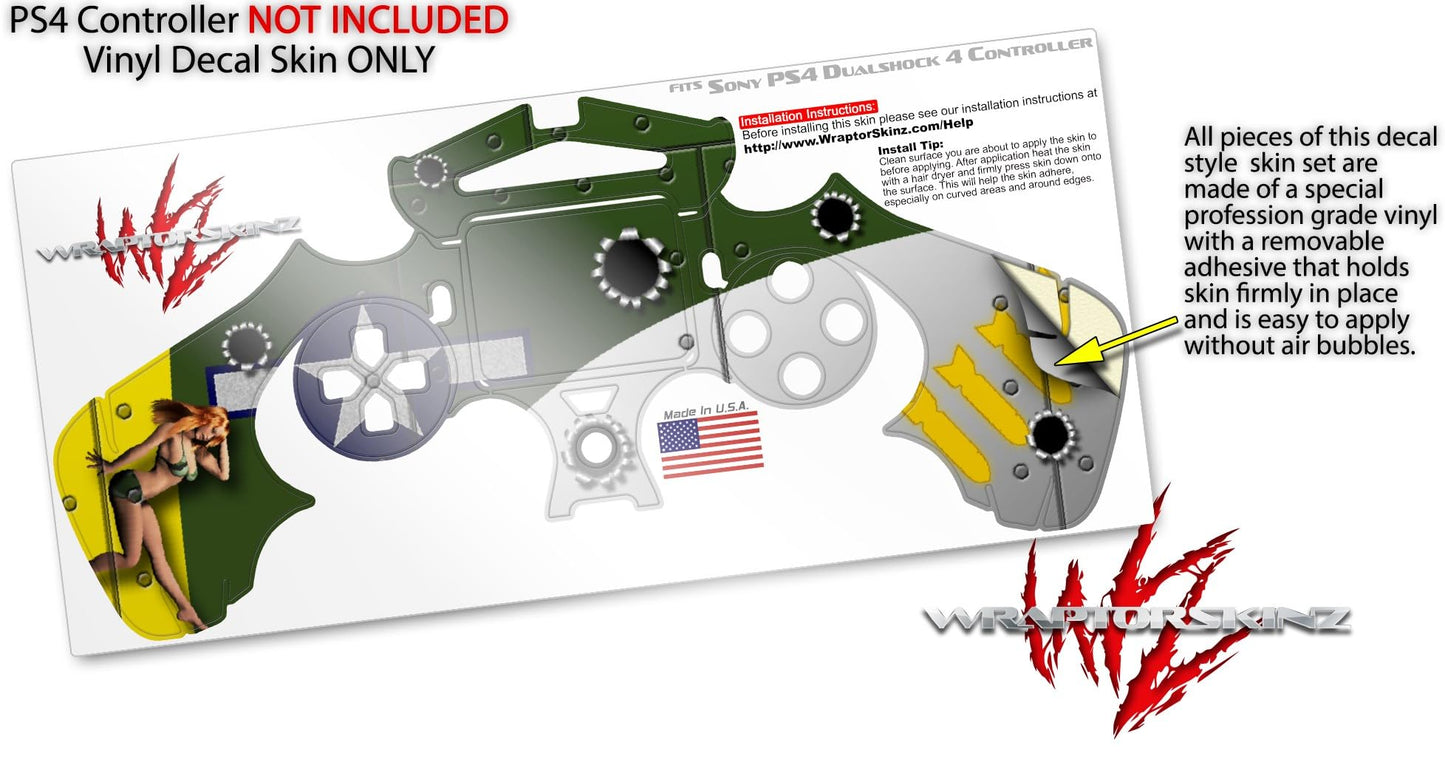 WraptorSkinz Decal Vinyl Skin Compatible with Sony PlayStation 4 Controller WWII Bomber War Plane Pin Up Girl (Controller NOT Included)