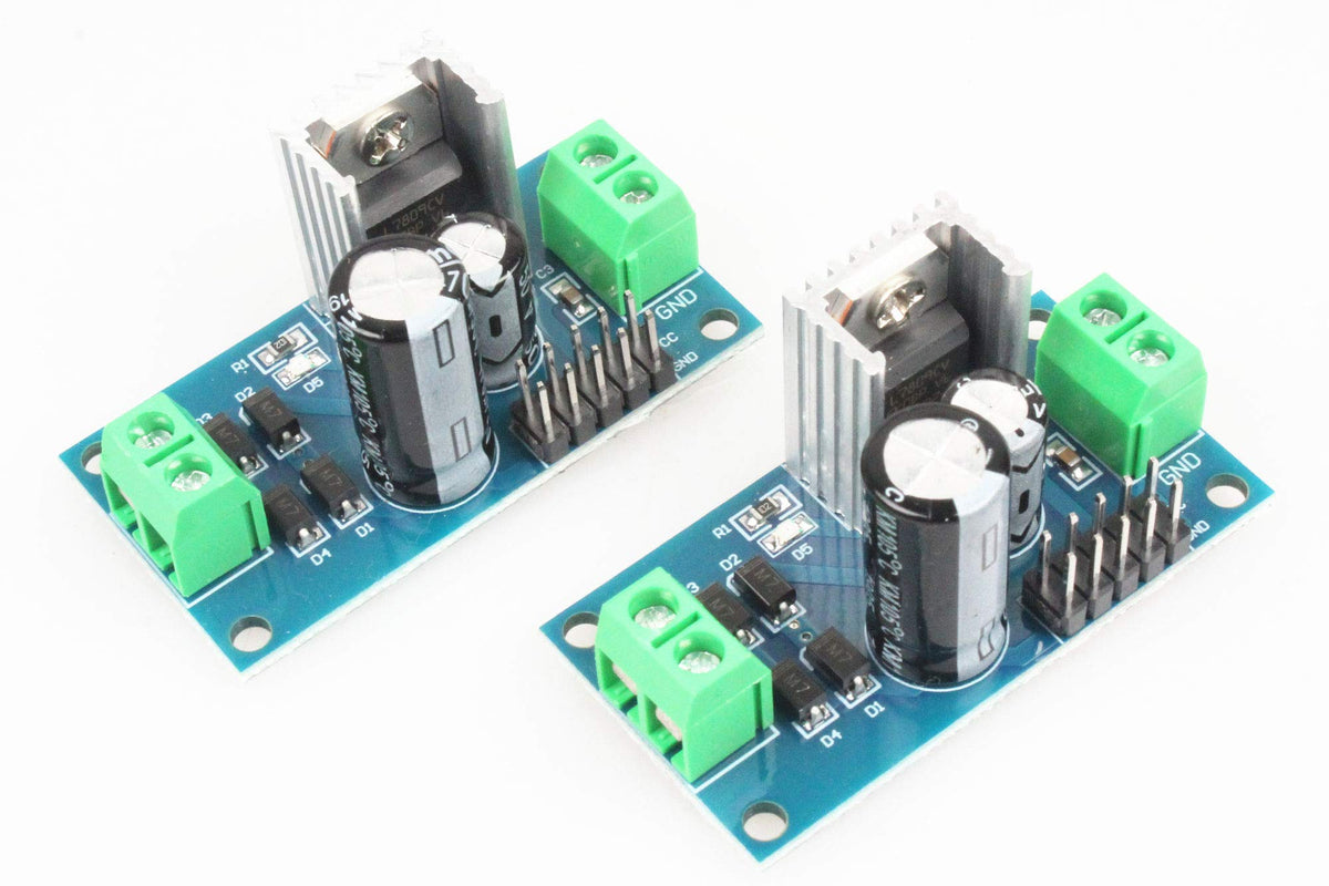 NOYITO Three-Terminal Regulator Power Supply Module LM7805 5V LM7812 12V Regulator Module 3A Rectifier Filter Power Converter (Pack of 2) (DC 05V)…