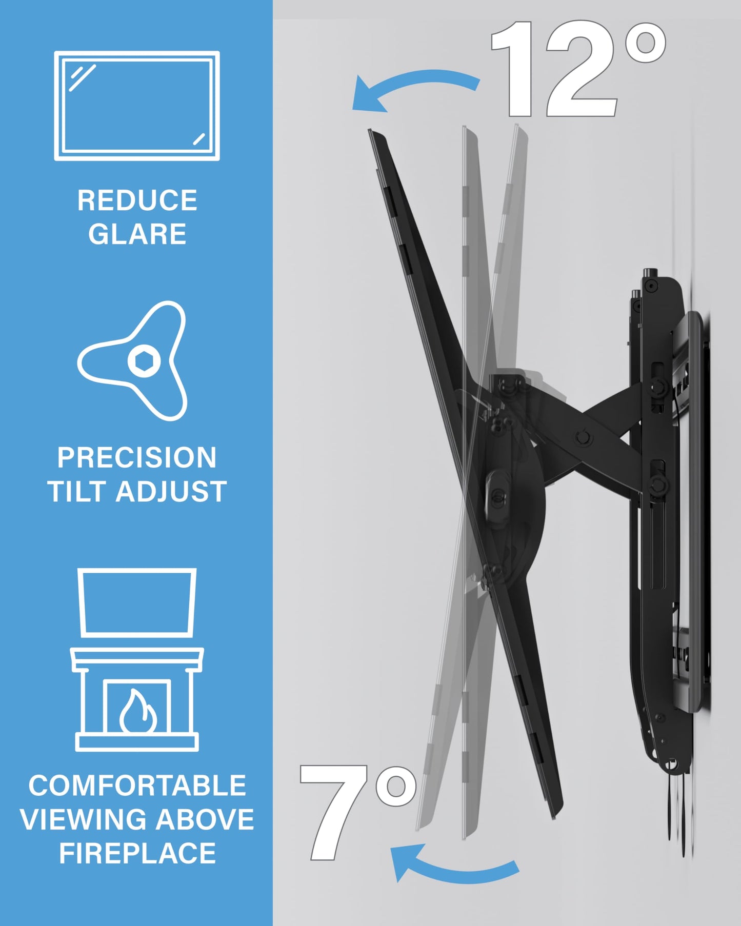 SANUS Preferred Extendable Tilt TV Wall Mount for 42 to 90 inch Screens up to 150lbs - 5.7” Extension Provides Max 12 deg Tilt to Reduce Glare - Easy